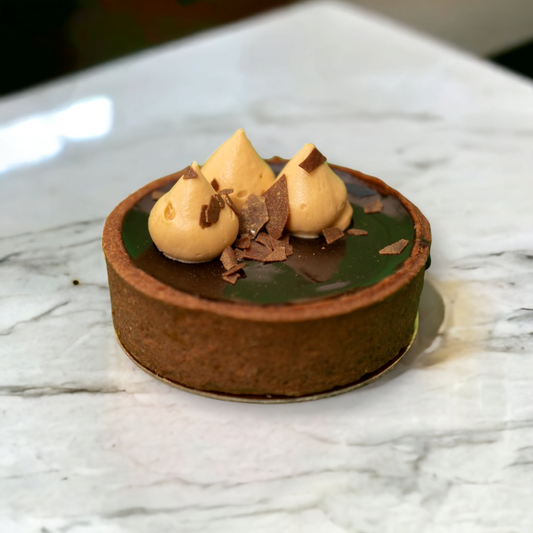 Individual Chocolate Caramel Macadamia Tart